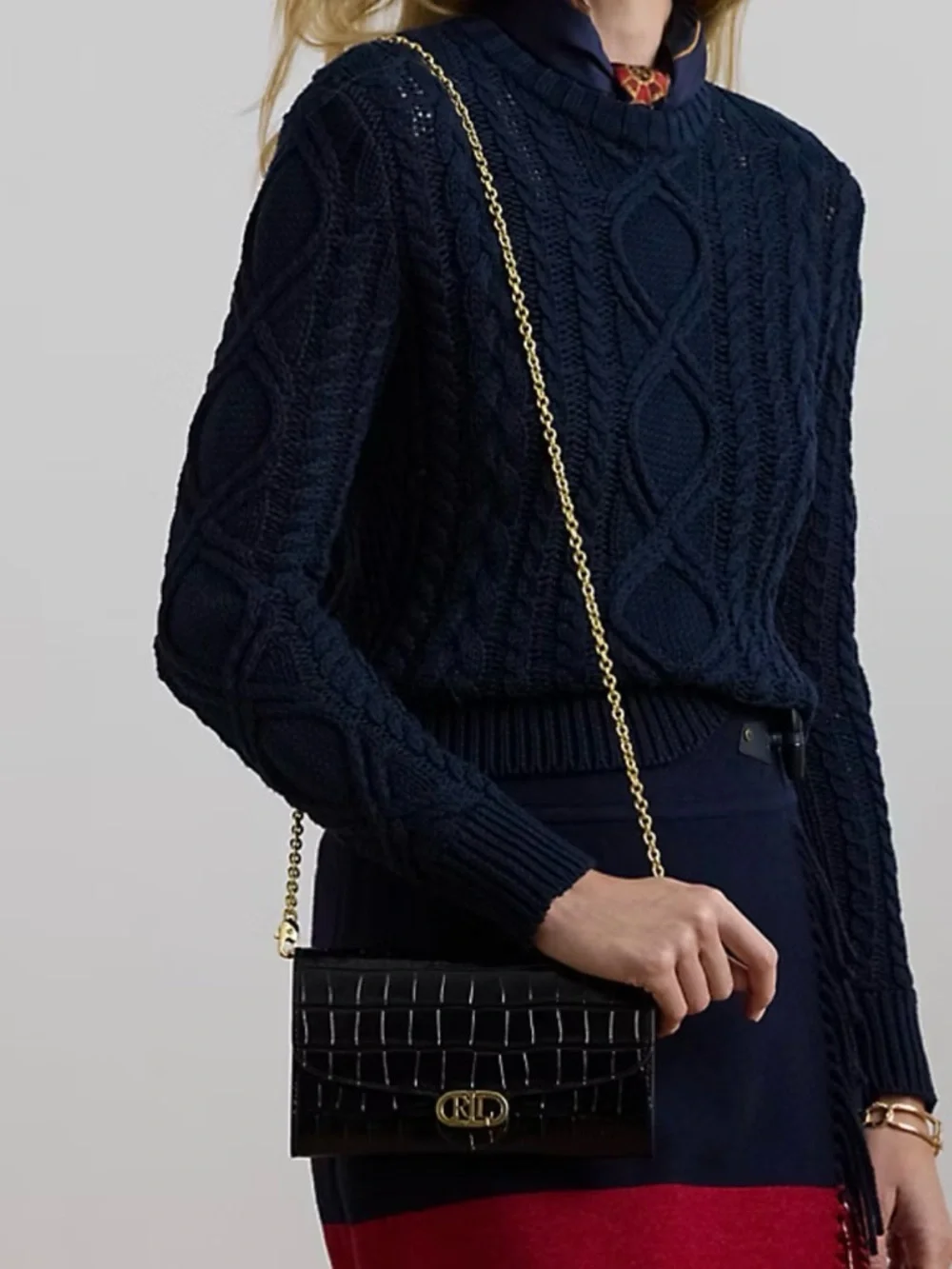 Lauren Ralph Lauren Adair Croc-Embossed Leather Crossbody